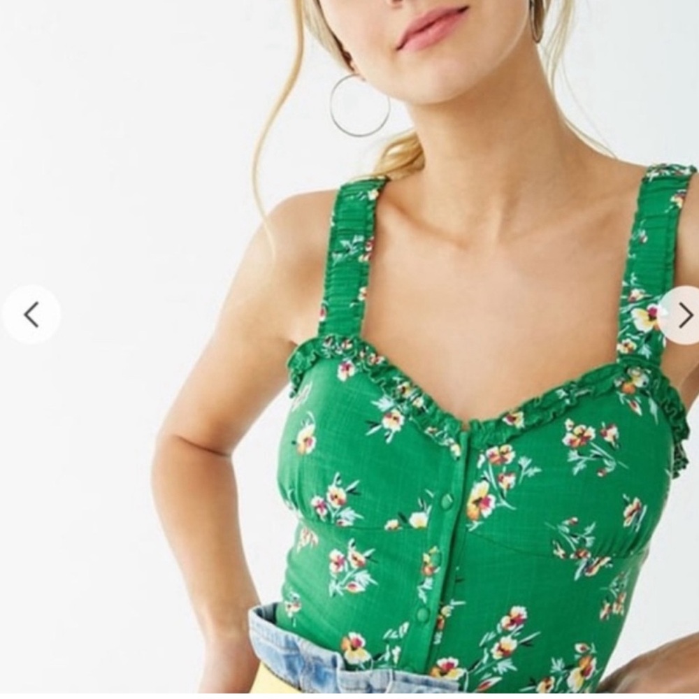 Linen blend floral top